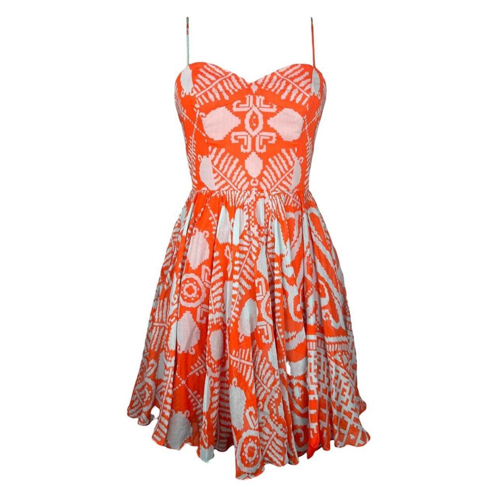 Stunning Y2K whimsy romantic Milly orange mini silk dress cottage core